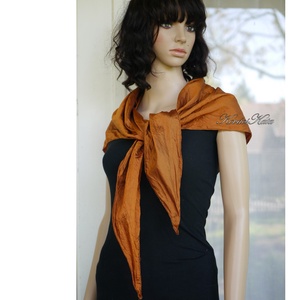 TAFT-SELYEM KENDŐ - exkluzív 100% hernyóselyem vállkendő / bronz - ruha & divat - sál, sapka, kendő - vállkendő - Meska.hu