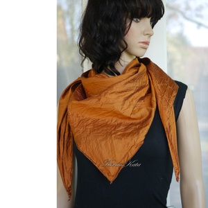 TAFT-SELYEM KENDŐ - exkluzív 100% hernyóselyem vállkendő / bronz - ruha & divat - sál, sapka, kendő - vállkendő - Meska.hu