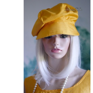LOLI-SAPI - exkluzív hernyóselyem shantung sapka, selyem kalap / napsárga - Meska.hu