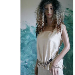 KITTY LUX - exkluzív 100% hernyóselyem sanzsán shantung felső, selyemtop / vaj - ruha & divat - női ruha - blúz - Meska.hu