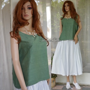 KITTY LUX - exkluzív 100% hernyóselyem sanzsán shantung felső, selyemtop / zöld - Meska.hu