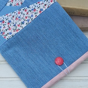 Rózsaszín patchwork betétes könyvtok/könyvtartó, Könyv & Zene, Könyvtok, Varrás, MESKA