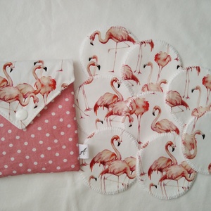 Flamingós -arctisztító korong csomag 8db-os+neszesszer - szépségápolás - arcápolás - arctisztító korong - Meska.hu