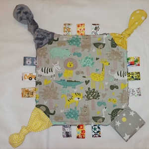 Afrikai állatos-Szürke-sárga babköszöntő szett 3 részes - játék & sport - babalátogató ajándékcsomag - Meska.hu