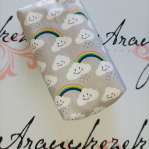 Cuki felhő és szivárvány mintájú-bélelt papírzsebkendő tartó - táska & tok - pénztárca & más tok - zsebkendőtartó tok - Meska.hu