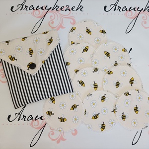 Méhecske mintás- bézs-arctisztító korong csomag 8db-os+neszesszer, Szépségápolás, Arcápolás, Arctisztító korong, Varrás, Mindenmás, MESKA