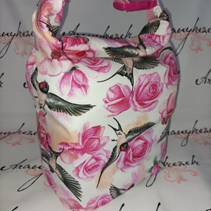Fecskés pink rózsás-uzsonnás tasak kézben vihető-PUL béléssel-viheted egy megvásárolható pánttalVállon is  - Meska.hu