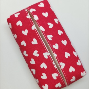 Szívecskés-bélelt papírzsebkendő tartó, Táska & Tok, Pénztárca & Más tok, Zsebkendőtartó tok, Varrás, Mindenmás, MESKA