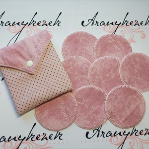 Púder rózsaszín virágos-arctisztító korong csomag 8db-os+neszesszer PUL béléssel - Meska.hu