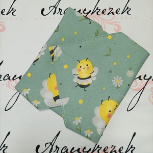 Méhecskés-menta-újraszalvéta, Táska & Tok, Uzsonna- & Ebéd tartó, Szendvics csomagoló, Varrás, Mindenmás, MESKA