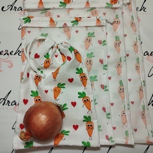 Bevásárló zsákok-sárgarépás-4 db-os szett - táska & tok - bevásárlás & shopper táska - zöldség/gyümölcs zsák - Meska.hu