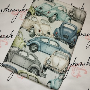  Könyvtok-tablet vagy e-book tartó-Volkswagen bogárhátú mintás-Prémium pamutvászonból, Könyv & Zene, Könyvtok, Varrás, MESKA