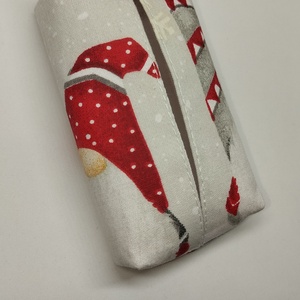 Karácsonyi manók-piros-bélelt papírzsebkendő tartó - táska & tok - pénztárca & más tok - zsebkendőtartó tok - Meska.hu