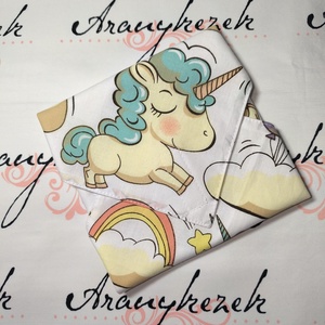 Unicornisos- fehér-újraszalvéta, Táska & Tok, Uzsonna- & Ebéd tartó, Szendvics csomagoló, Varrás, Mindenmás, MESKA