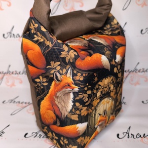 Rókapár-Vízálló uzsonnás tasak kézben vihető-PUL béléssel-Vállon is viheted egy megvásárolható pánttal, Táska & Tok, Uzsonna- & Ebéd tartó, Ebéd tasak, doboz, Varrás, Mindenmás, MESKA