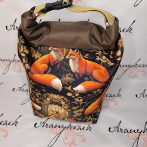 Rókapár-Vízálló uzsonnás tasak kézben vihető-PUL béléssel-Vállon is viheted egy megvásárolható pánttal - táska & tok - uzsonna- & ebéd tartó - ebéd tasak, doboz - Meska.hu