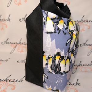 Pingvines-Vízálló uzsonnás tasak kézben vihető-PUL béléssel-Vállon is viheted egy megvásárolható pánttal - táska & tok - uzsonna- & ebéd tartó - ebéd tasak, doboz - Meska.hu