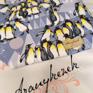 Pingvines-Vízálló uzsonnás tasak kézben vihető-PUL béléssel-Vállon is viheted egy megvásárolható pánttal - táska & tok - uzsonna- & ebéd tartó - ebéd tasak, doboz - Meska.hu