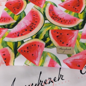 Görögdinnye mintás-Vízálló uzsonnás tasak kézben vihető-PUL béléssel-Vállon is viheted egy megvásárolható pánttal - táska & tok - uzsonna- & ebéd tartó - ebéd tasak, doboz - Meska.hu