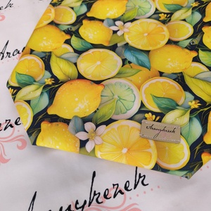 Citrom mintás-Vízálló uzsonnás tasak kézben vihető-PUL béléssel-Vállon is viheted egy megvásárolható pánttal - táska & tok - uzsonna- & ebéd tartó - ebéd tasak, doboz - Meska.hu