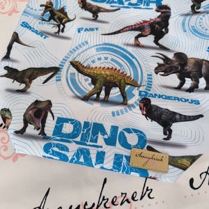 Dínószaurusz mintás-Vízálló uzsonnás tasak kézben vihető-PUL béléssel-Vállon is viheted egy megvásárolható pánttal - táska & tok - uzsonna- & ebéd tartó - ebéd tasak, doboz - Meska.hu