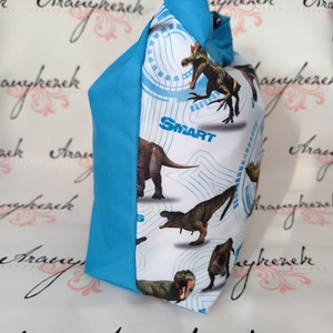 Dínószaurusz mintás-Vízálló uzsonnás tasak kézben vihető-PUL béléssel-Vállon is viheted egy megvásárolható pánttal - táska & tok - uzsonna- & ebéd tartó - ebéd tasak, doboz - Meska.hu