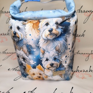 Westie-Vízálló uzsonnás tasak kézben vihető-PUL béléssel, Táska & Tok, Uzsonna- & Ebéd tartó, Ebéd tasak, doboz, Varrás, Mindenmás, MESKA