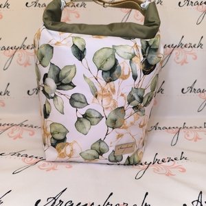 Eukaliptuszos-Vízálló uzsonnás tasak kézben vihető-PUL béléssel-Vállon is viheted egy megvásárolható pánttal, Táska & Tok, Uzsonna- & Ebéd tartó, Ebéd tasak, doboz, Varrás, Mindenmás, MESKA