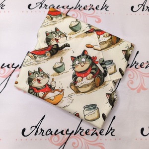 Szakács cica-újraszalvéta-prémium minőségű pamutvászonból  - Meska.hu