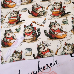 Szakács cica-újraszalvéta-prémium minőségű pamutvászonból  - táska & tok - uzsonna- & ebéd tartó - szendvics csomagoló - Meska.hu