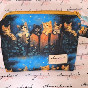 Cicák a kerítésnél mintás neszesszer M méretben , Táska & Tok, Neszesszer, Varrás, Mindenmás, MESKA