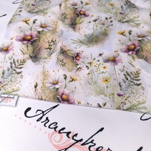 Margarétás-újraszalvéta-prémium minőségű pamutvászonból  - táska & tok - uzsonna- & ebéd tartó - szendvics csomagoló - Meska.hu