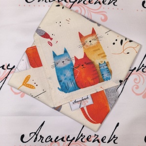 Vidám színes cicák-újraszalvéta, Táska & Tok, Uzsonna- & Ebéd tartó, Szendvics csomagoló, Varrás, Mindenmás, MESKA