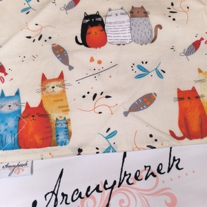 Vidám színes cicák-újraszalvéta - táska & tok - uzsonna- & ebéd tartó - szendvics csomagoló - Meska.hu