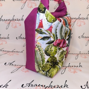 Kaktuszos-Vízálló uzsonnás tasak kézben vihető-PUL béléssel-Vállon is viheted egy megvásárolható pánttal - táska & tok - uzsonna- & ebéd tartó - ebéd tasak, doboz - Meska.hu