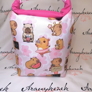 Capybarás-Vízálló uzsonnás tasak kézben vihető-PUL béléssel-Vállon is viheted egy megvásárolható pánttal, Táska & Tok, Uzsonna- & Ebéd tartó, Ebéd tasak, doboz, Varrás, Mindenmás, MESKA