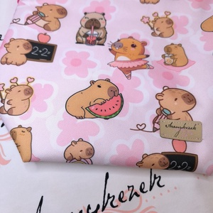 Capybarás-Vízálló uzsonnás tasak kézben vihető-PUL béléssel-Vállon is viheted egy megvásárolható pánttal - táska & tok - uzsonna- & ebéd tartó - ebéd tasak, doboz - Meska.hu