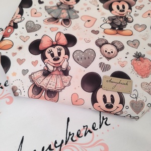 Minnie és Mickey-Vízálló uzsonnás tasak kézben vihető-PUL béléssel-Vállon is viheted egy megvásárolható pánttal - táska & tok - uzsonna- & ebéd tartó - ebéd tasak, doboz - Meska.hu