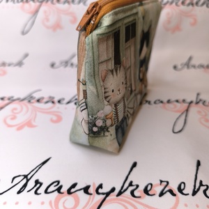 Cicák a kerítésnél mintás neszesszer S méretben  - táska & tok - neszesszer - Meska.hu