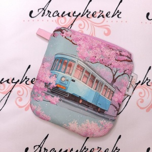 Türkiz villamos a cseresznye fák között neszesszer, Táska & Tok, Neszesszer, Varrás, Mindenmás, MESKA