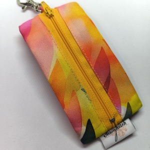 Sárga -pink levél mintás kulcstartó- Vízálló design mintás anyagból, Táska & Tok, Kulcstartó & Táskadísz, Kulcstartó, Varrás, Mindenmás, MESKA