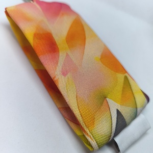 Sárga -pink levél mintás kulcstartó- Vízálló design mintás anyagból - táska & tok - kulcstartó & táskadísz - kulcstartó - Meska.hu