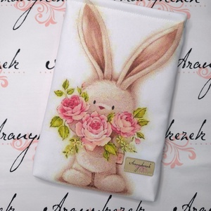  Könyvtok-tablet vagy e-book tok-KISEBB-Nyuszis-Prémium pamutvászonból, egyedi tervezésű hátoldallal - Meska.hu