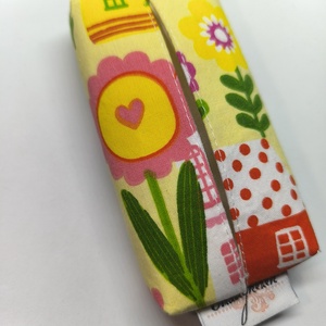 Kék házikó-bélelt papírzsebkendő tartó  - táska & tok - pénztárca & más tok - zsebkendőtartó tok - Meska.hu