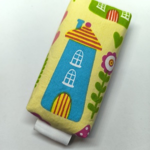 Kék házikó-bélelt papírzsebkendő tartó  - Meska.hu