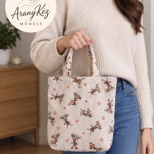 Karácsonyi rénszarvasos vászontáska � dupla anyagú - táska & tok - bevásárlás & shopper táska - shopper, textiltáska, szatyor - Meska.hu