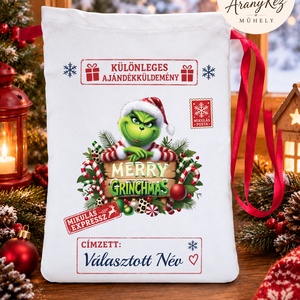 Névre szóló Mikulás zsák, Grinch - Meska.hu