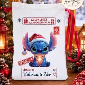 Névre szóló Mikulás zsák, Stitch - Meska.hu