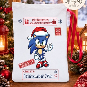 Névre szóló Mikulás zsák, Sonic a sündisznó - Meska.hu