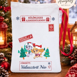 Névre szóló Mikulás zsák, Mancs őrjárat Everest és Sky, Karácsony, Mikulás, Mikulás zsák, Varrás, MESKA